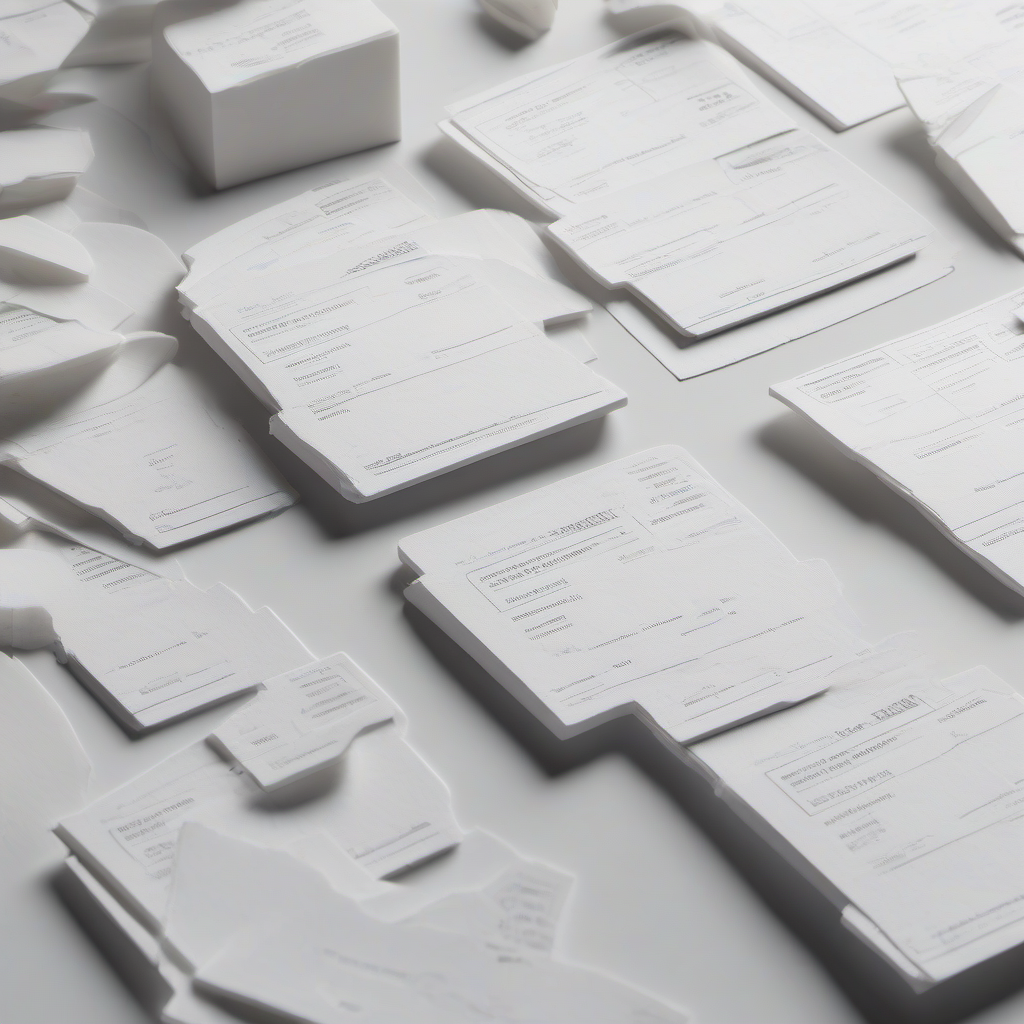 Paper-sculpture scene of layered event tickets, supplier invoices, and a stage-plan blueprint.