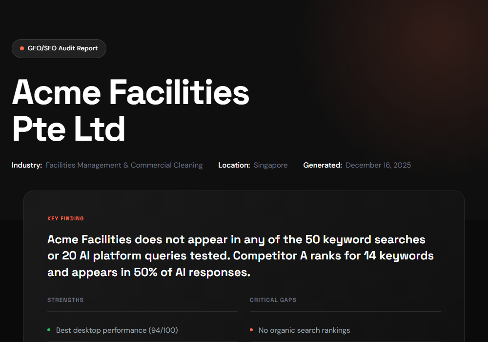 GEO/SEO Audit Report - slide 1