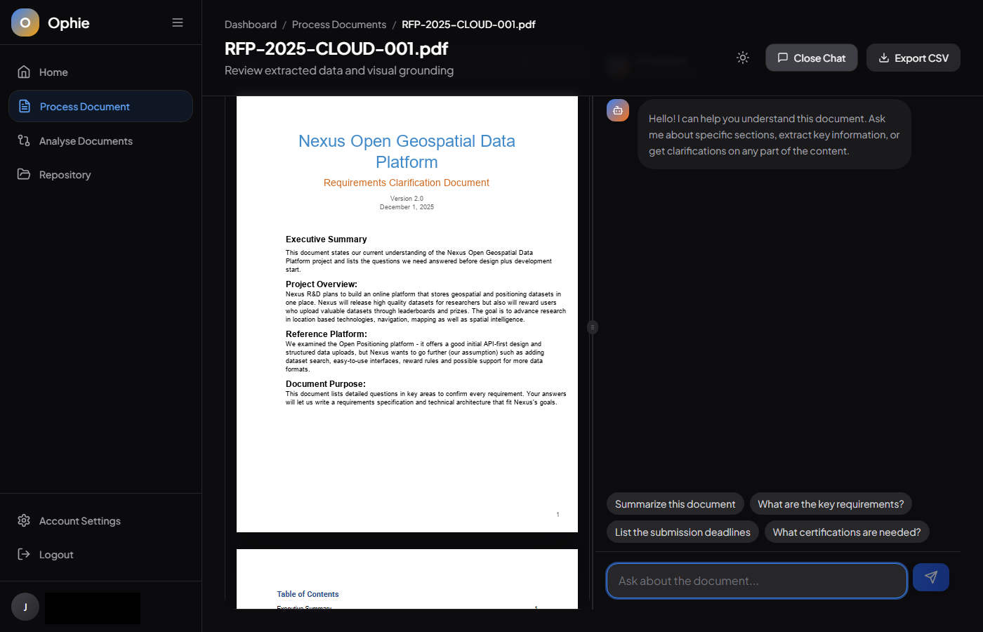 SmartDoc Chat interface
